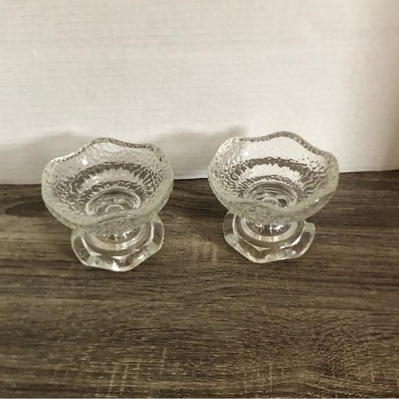 Vtg Anchor Hocking Textured Glass Candle Holders - Picture 2 of 10